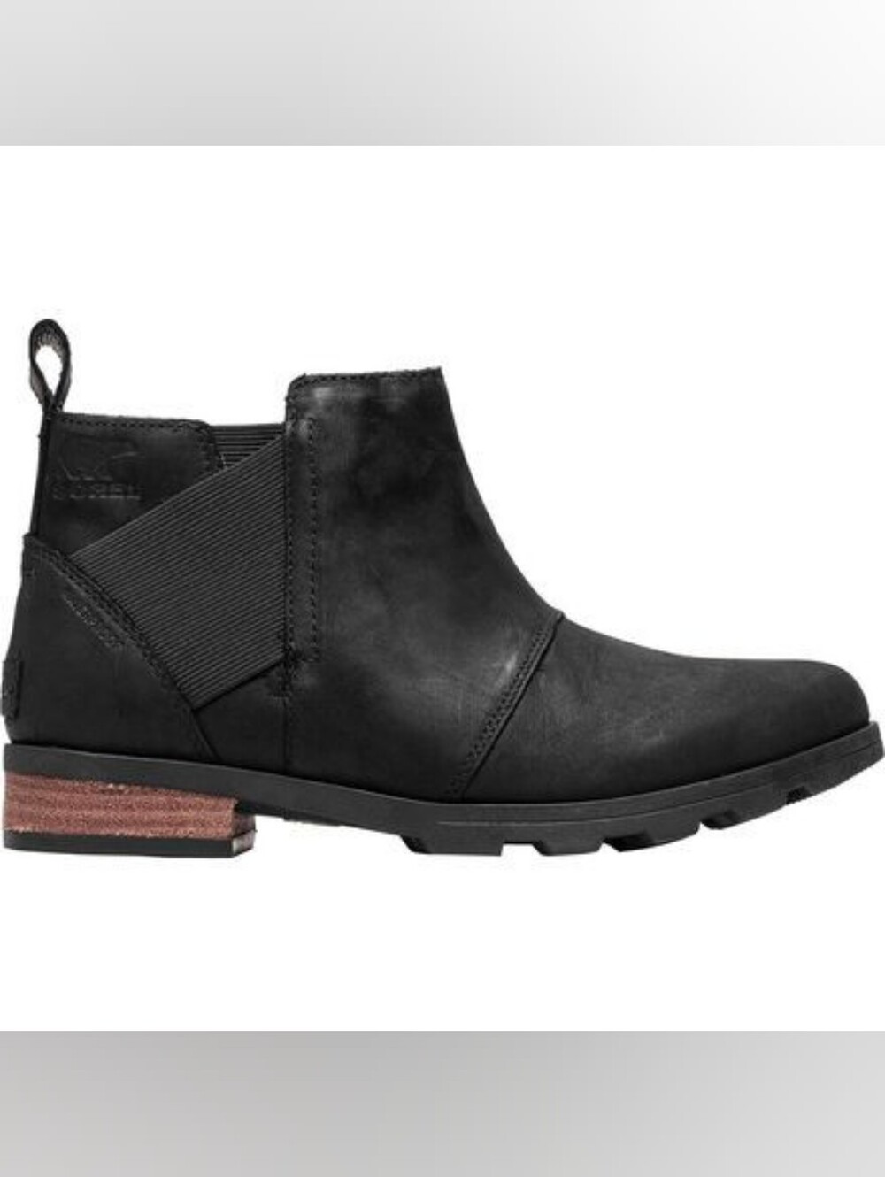 Sorel Emelie Leather Waterproof Black Chelsea Boots